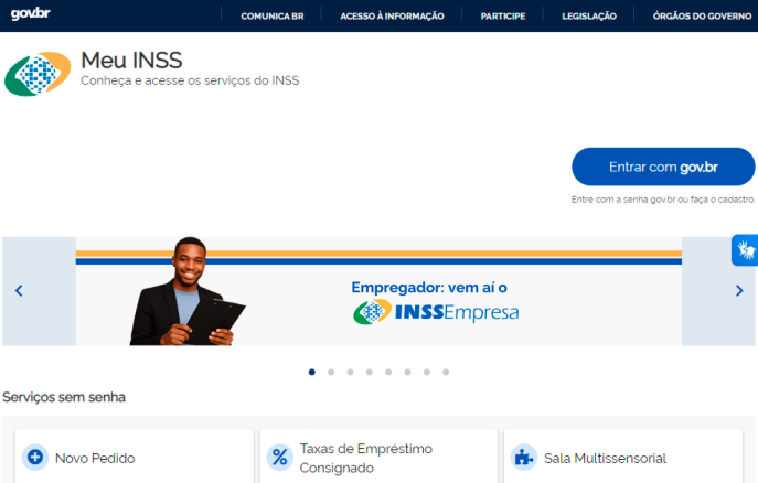 Passo 1 - Tela inicial do Meu INSS